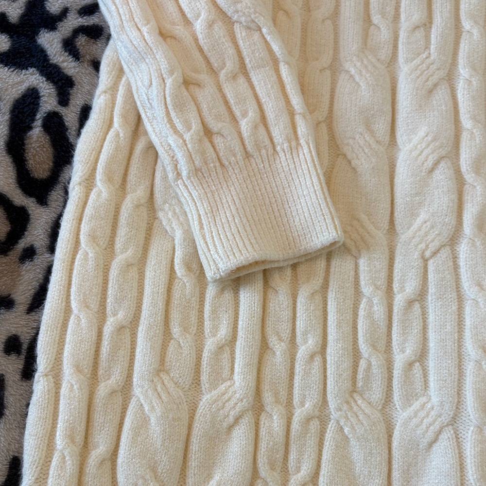 Derek Heart Cream Long Sleeve Cable Knit Dress - Picture 4 of 6